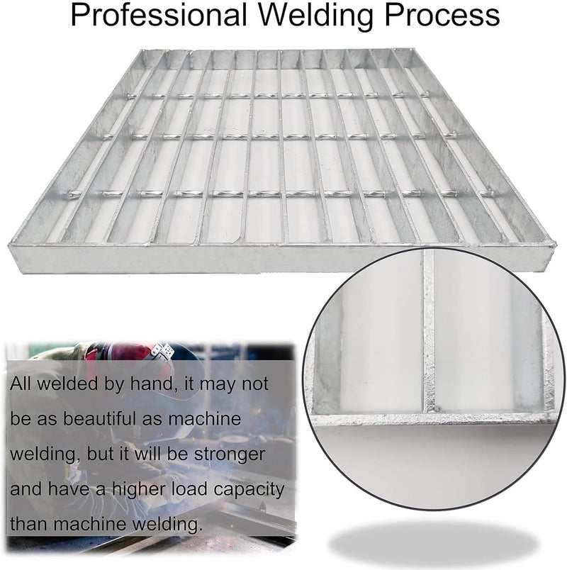 masslunt Galvanized Steel Drain Grate 16x16 in for Vodaland Catch Basin, B-Class 28100 lbs Heavy-Duty Outdoor Driveway Trench Drainage Grate, Square Metal Channel Sewer Cover (True 15.4x15.4) - Image 5